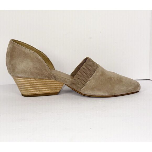 Eileen Fisher Hilly d’Orsay Pump Tan Suede Pointed Toe Wedge Slip On Neutral 7.5 - Picture 10 of 16